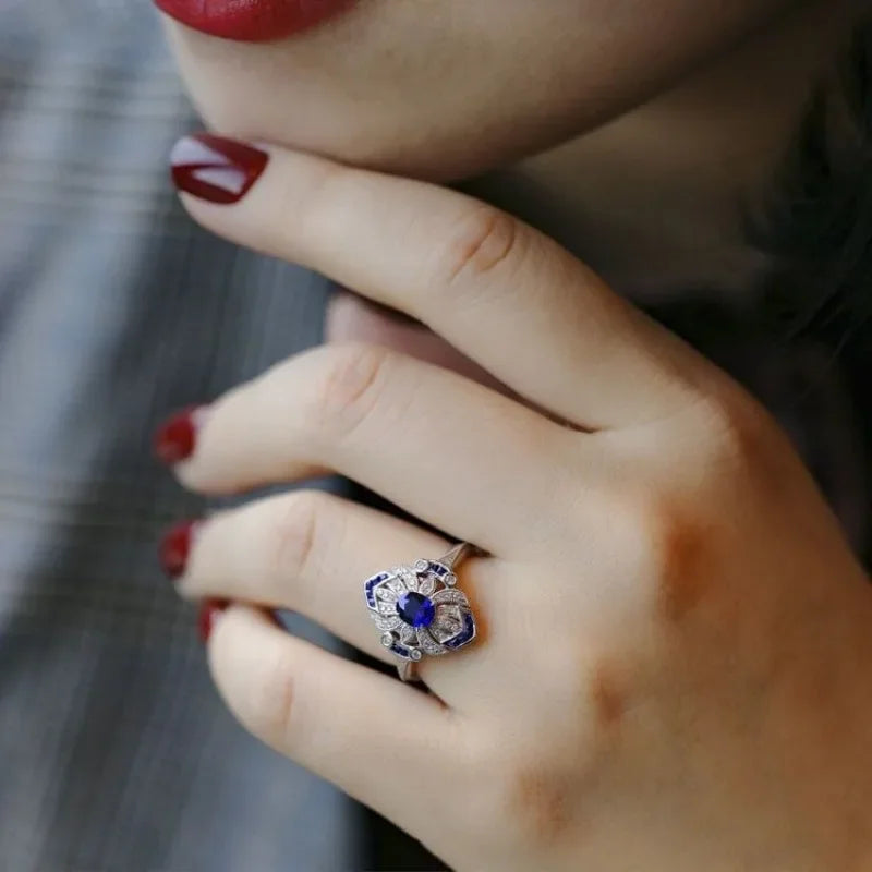 CZTICLE® Fashion classic luxury women's light blue sapphire ring